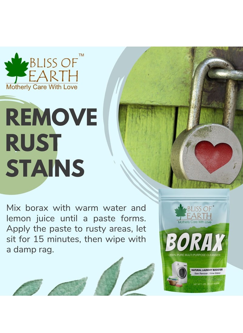 BLISS OF EARTH - Bliss of Earth 4 oz American Borax Detergent Booster Powder Slime Activator Multipurpose Cleaning And Stain Remover Powder Ants Killer 100 Percent Pure Natural Sodium Borate Powder 113gm - Image 1