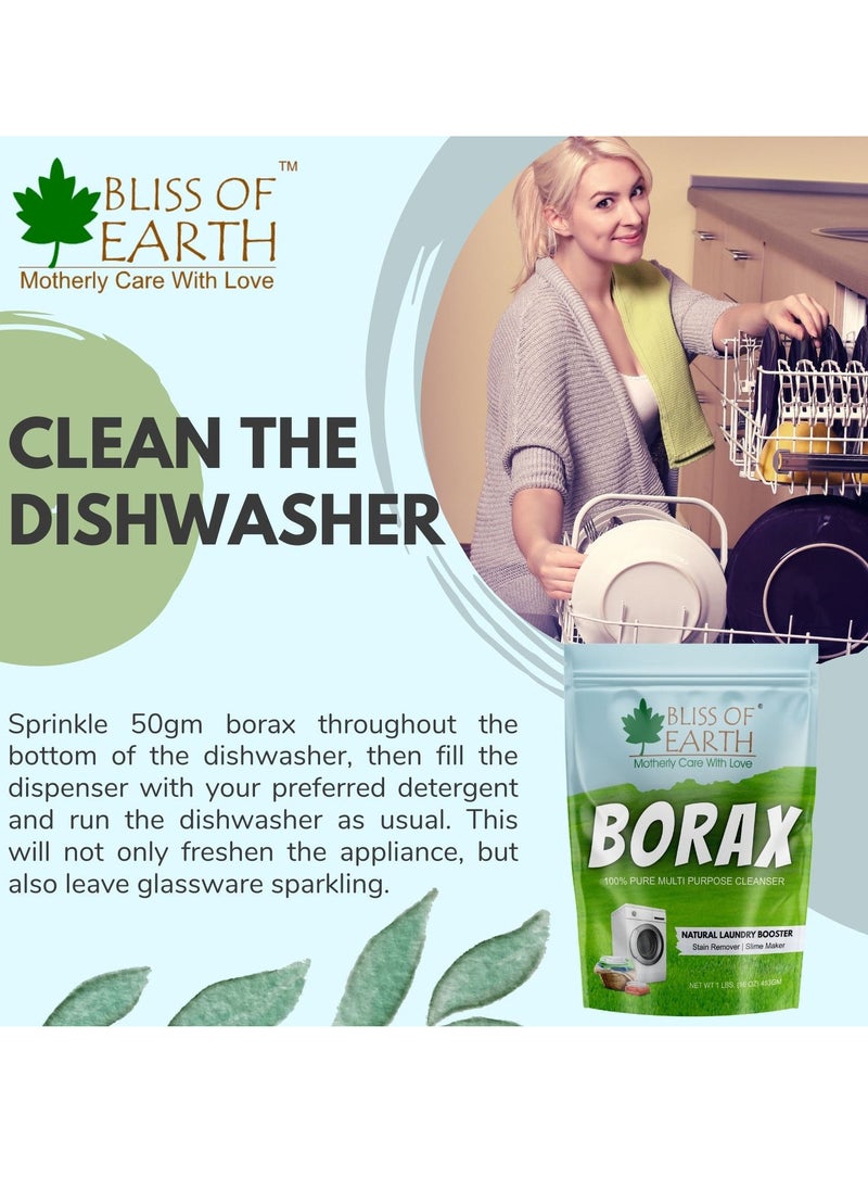 BLISS OF EARTH - Bliss of Earth 4 oz American Borax Detergent Booster Powder Slime Activator Multipurpose Cleaning And Stain Remover Powder Ants Killer 100 Percent Pure Natural Sodium Borate Powder 113gm - Image 1