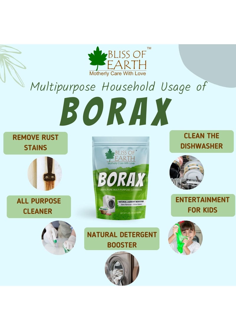 BLISS OF EARTH - Bliss of Earth 4 oz American Borax Detergent Booster Powder Slime Activator Multipurpose Cleaning And Stain Remover Powder Ants Killer 100 Percent Pure Natural Sodium Borate Powder 113gm - Image 1