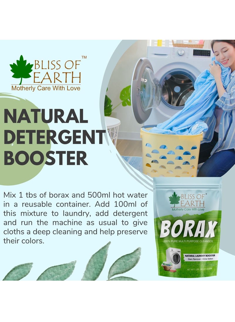 BLISS OF EARTH - Bliss of Earth 4 oz American Borax Detergent Booster Powder Slime Activator Multipurpose Cleaning And Stain Remover Powder Ants Killer 100 Percent Pure Natural Sodium Borate Powder 113gm - Image 1