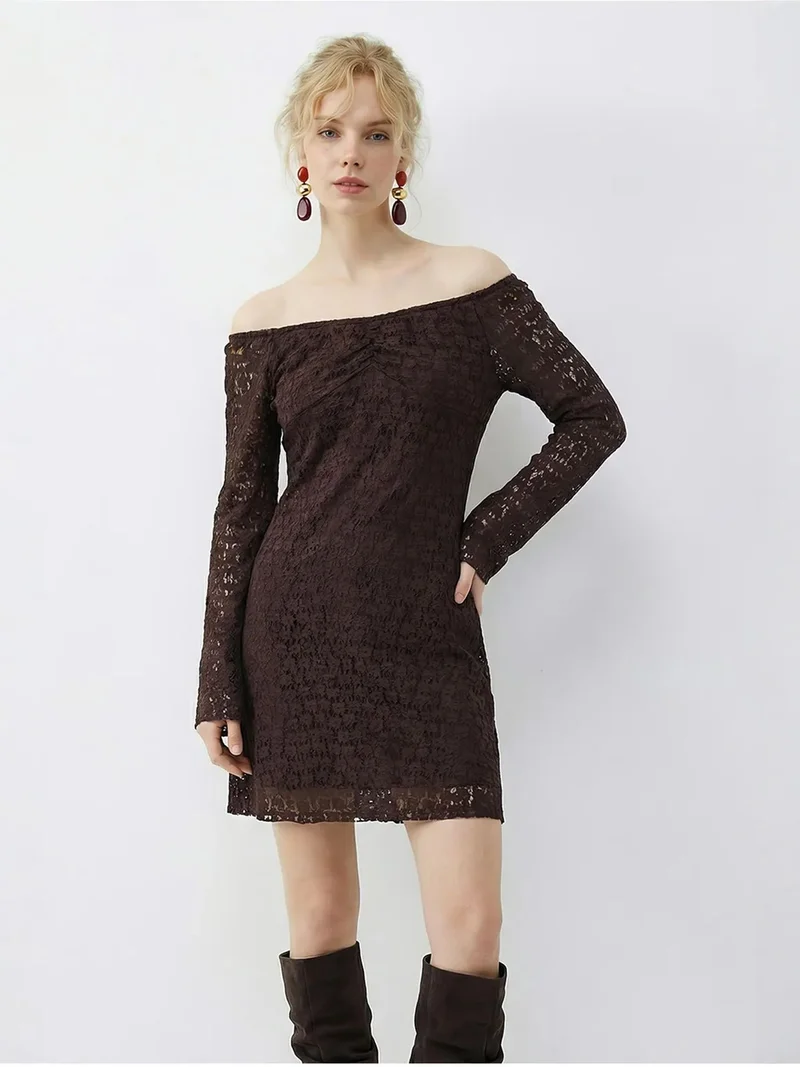 LUCCI Lace Off Shoulder Mini Dress