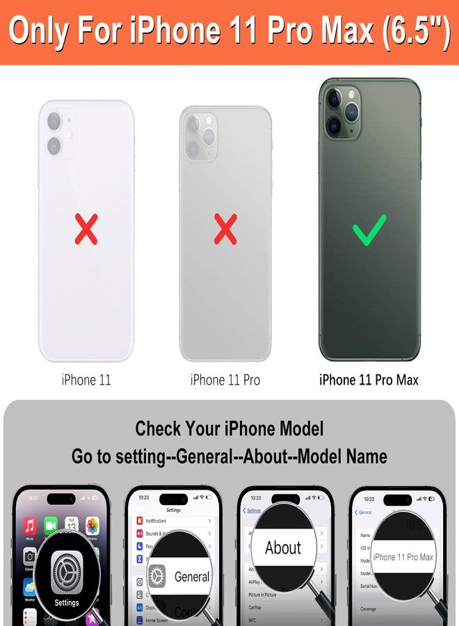 آي كوفر كايس جراب iCoverCase متوافق مع هاتف iPhone 11 Pro Max، جراب محفظة مع حامل بطاقات للنساء، جراب من الجلد الصناعي PU منقوش مانع لتقنية RFID مع حزام معصم لهاتف 11pro Max مقاس 6.5 بوصة (لون بنفسجي على شكل قلب) - Image 2