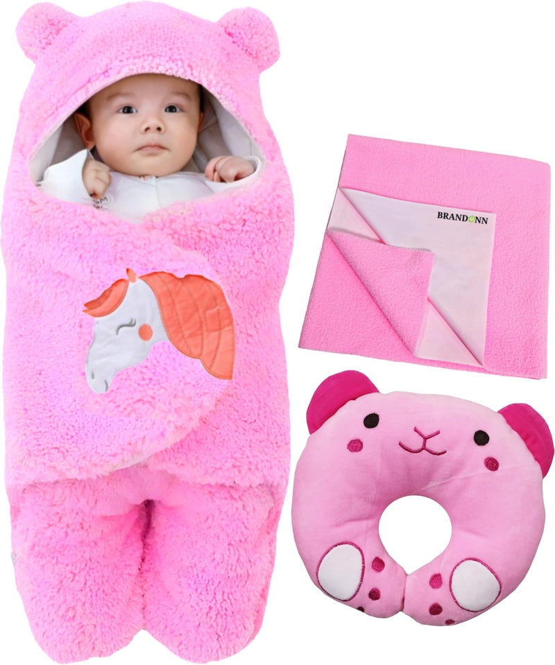 BRANDONN Baby Blanket Newborn Gift Pack of Swaddle Wrapper, 0-9 Months, Length 68 cm x Width 68 cm - Image 5
