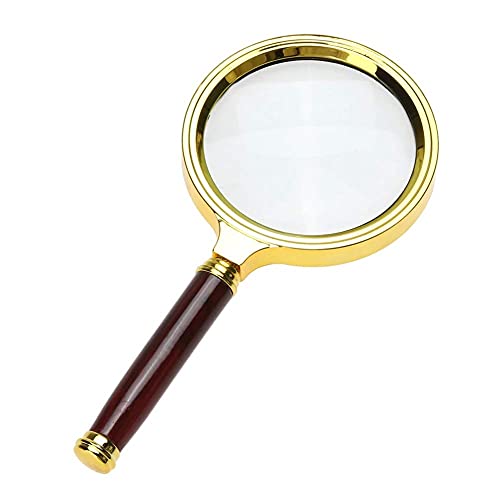 ZEBROC Double Glass 3X High Power Antique Handheld Magnifier Magnifying Glass for Reading, Soldering, jewelries, maps, Great for Gifting (3X, 80MM, Gold + Red) - Image 1
