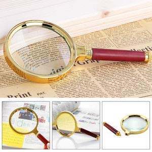 ZEBROC Double Glass 3X High Power Antique Handheld Magnifier Magnifying Glass for Reading, Soldering, jewelries, maps, Great for Gifting (3X, 80MM, Gold + Red) - Image 2