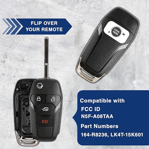 KeylessOption 2X KeylessOption Key Fob Cover Case Replacement for 2019 2020 Ford Transit Connect Remote Shell, 4-Button N5F-A08TAA, No Programming Required - Image 4