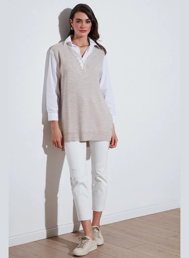 Lela Lela Modest Standard Fit Shirt Collar Hijab Knit Tunic Women's TUNIC 4612148