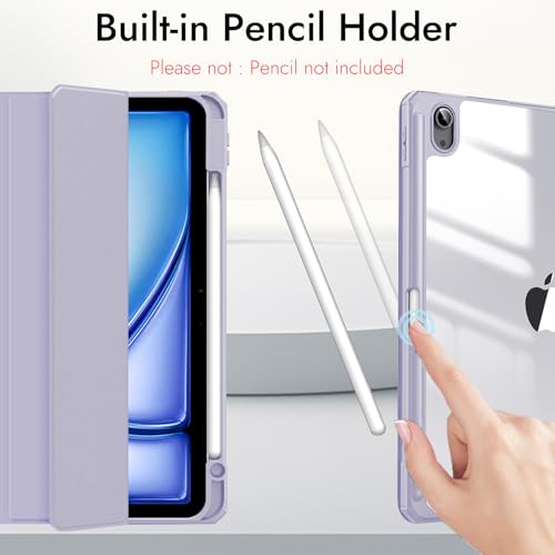 Robustrion Cover for iPad Air 13 inch M4/M3/M2 (2026/2025/2024) Cover Case with [Pencil Holder] [Transparent Back] Hybrid Case Cover for iPad Air 13 inch [Auto Sleep Wake Support] - Lavender - Image 3