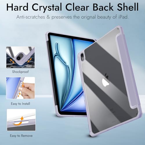 Robustrion Cover for iPad Air 13 inch M4/M3/M2 (2026/2025/2024) Cover Case with [Pencil Holder] [Transparent Back] Hybrid Case Cover for iPad Air 13 inch [Auto Sleep Wake Support] - Lavender - Image 4