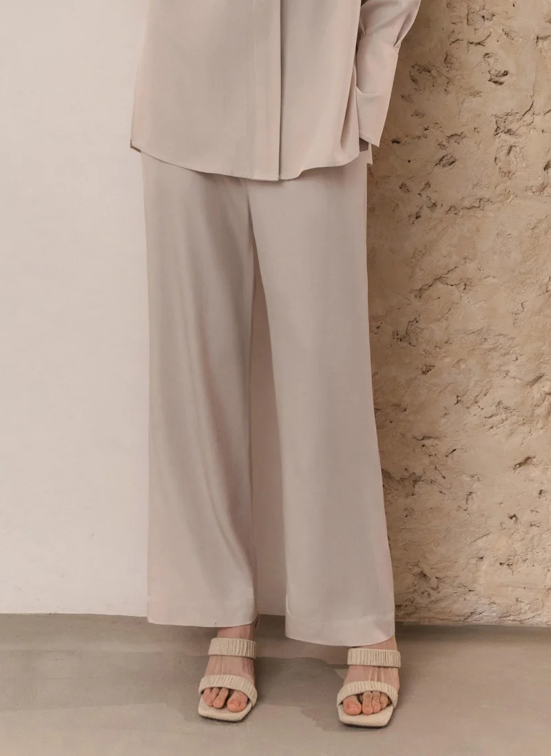 ليتشي سروال مستقيم ذو حزام خصر مطاطي