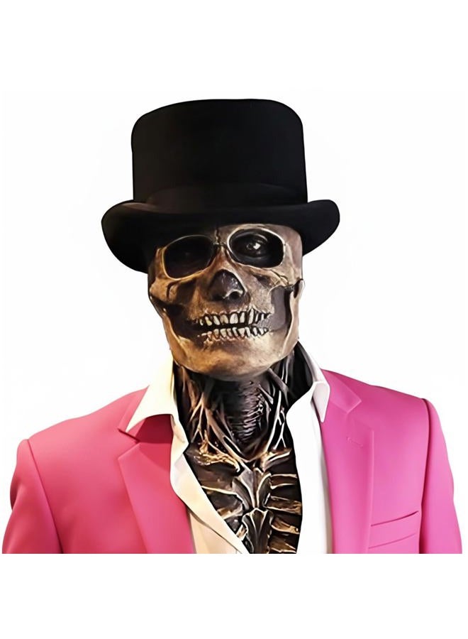 Bulex Skull Mask Scary Full Head Skeleton Headgear Creepy Mask Realistic Halloween Cosplay Latex Horror Helmet for Adults (Skull mask) - Image 1