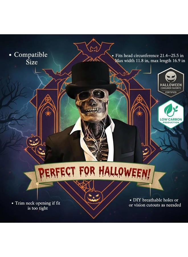 Bulex Skull Mask Scary Full Head Skeleton Headgear Creepy Mask Realistic Halloween Cosplay Latex Horror Helmet for Adults (Skull mask) - Image 2
