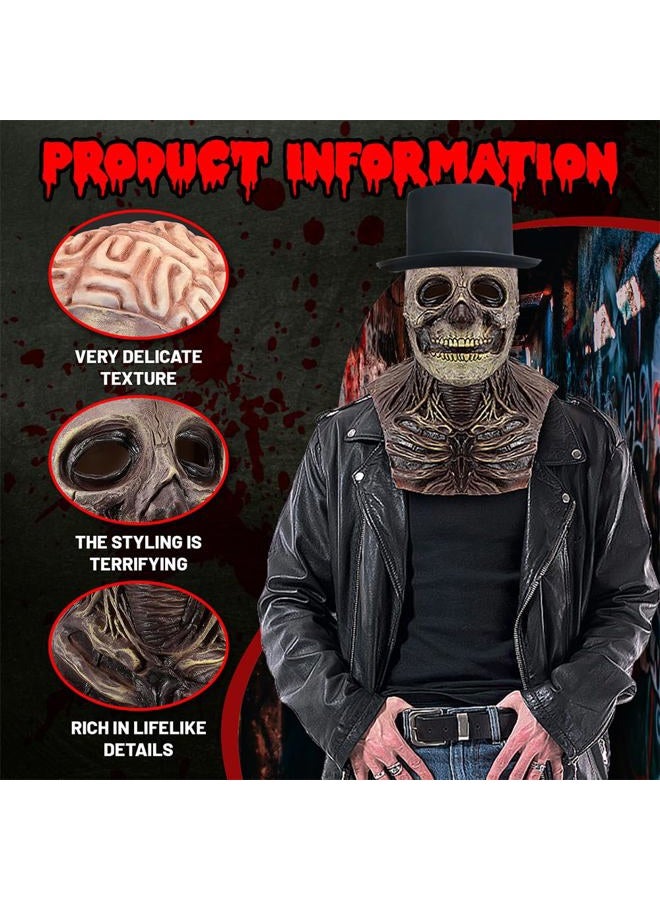Bulex Skull Mask Scary Full Head Skeleton Headgear Creepy Mask Realistic Halloween Cosplay Latex Horror Helmet for Adults (Skull mask) - Image 4