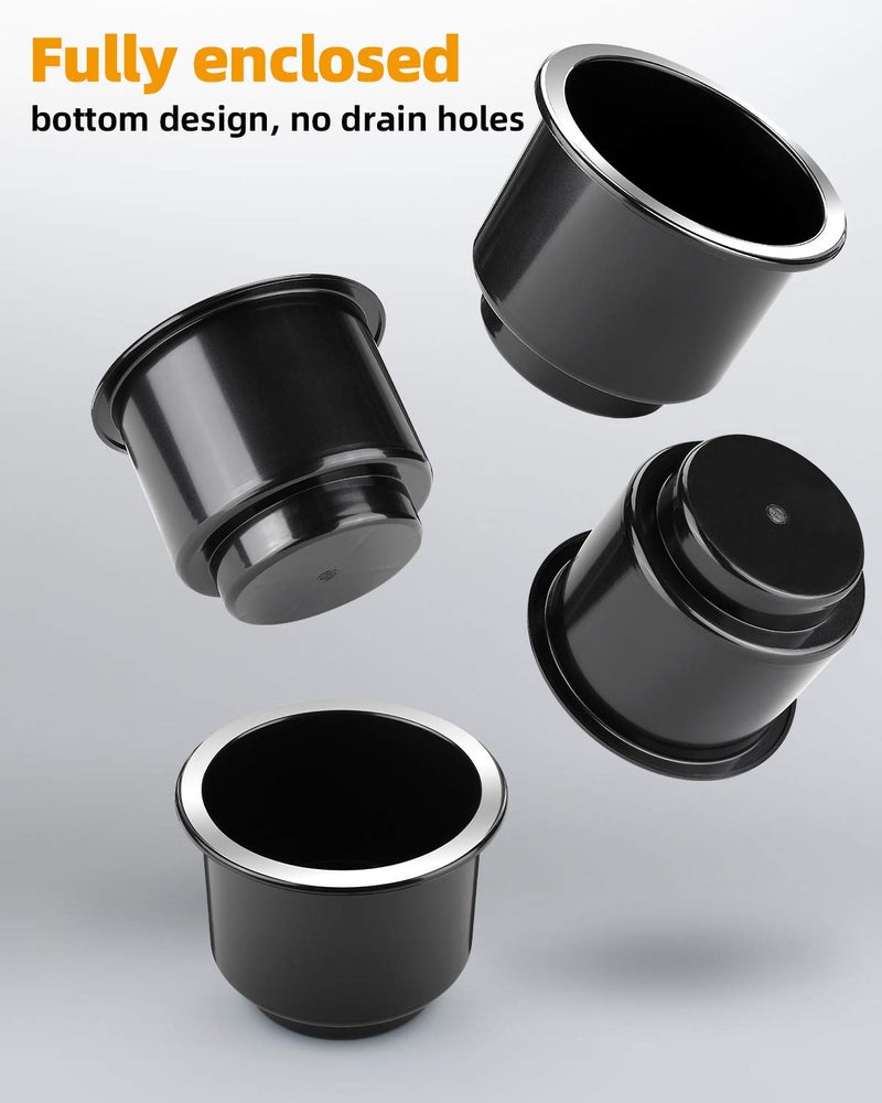 JoyTutus Cup Holder Insert 4pcs for RV Boat Car Couch Golf Cart, Elegant Chrome, Large Plastic Universal Drop in Cup Holder for Pontoon Table Sofa - Image 4