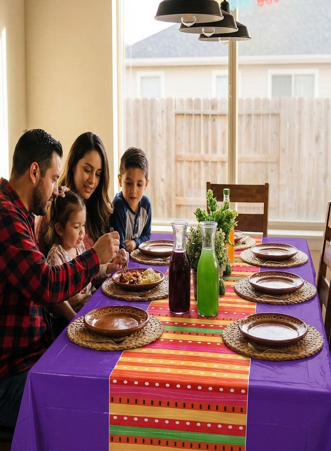تيامون، 12 قطعة من مفارش المائدة المكسيكية، مفارش مائدة مستطيلة للاستخدام مرة واحدة، غطاء طاولة بلاستيكي بالجملة، 108 × 54 بوصة، لتزيين حفلات سينكو دي مايو، وليالي التاكو المكسيكية، وحفلات الزفاف وأعياد الميلاد (مكسيكي). - Image 4