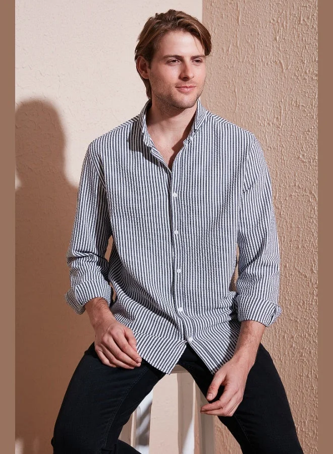 Buratti Buratti Cotton Striped Button-Down Collar Long Sleeve Regular Fit Shirt Men's SHIRT CF23S112237