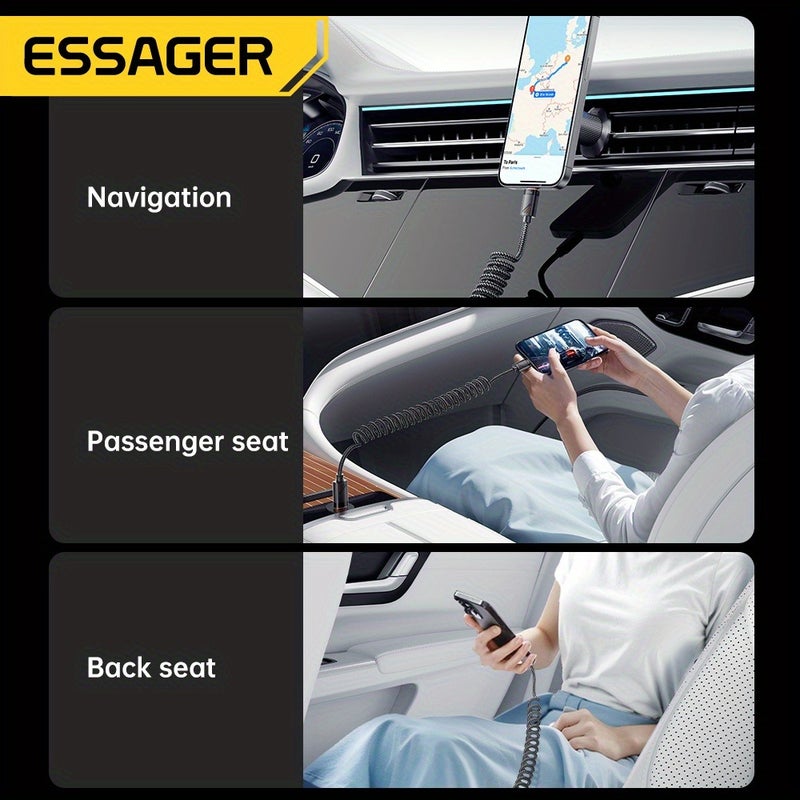 ESSAGER USB C Cable, Spring Type C Cable 100W/60W PD Fast Charging for iPhone 16 15 Samsung MacBook iPad Huawei - Image 5