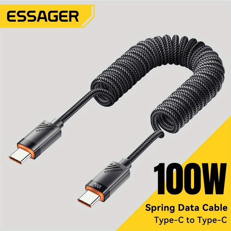 ESSAGER USB C Cable, Spring Type C Cable 100W/60W PD Fast Charging for iPhone 16 15 Samsung MacBook iPad Huawei - Image 2
