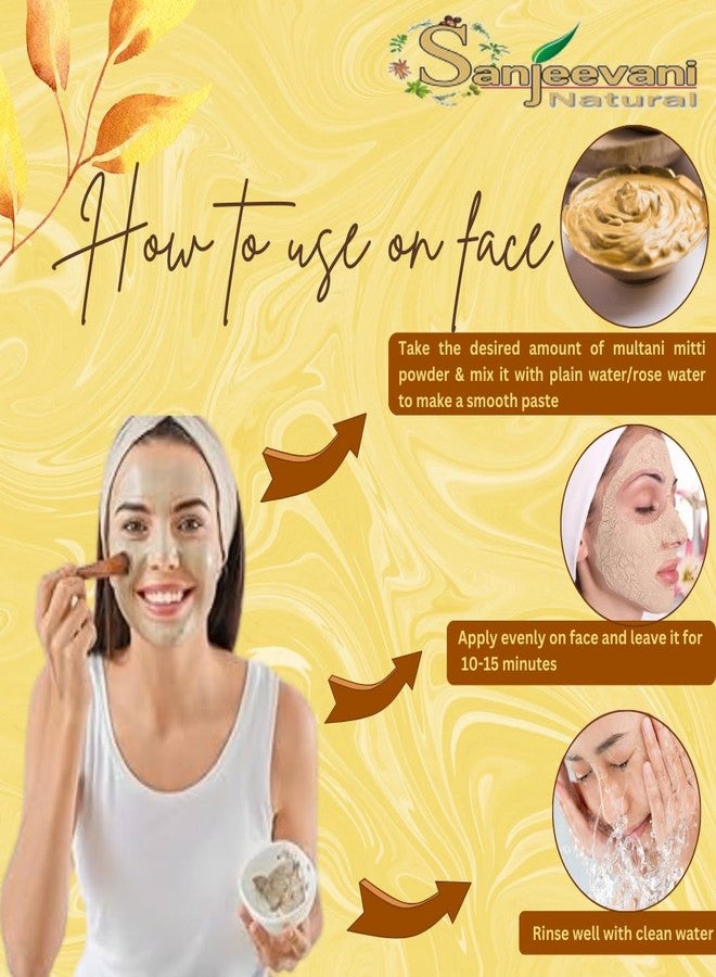 Sanjeevani Natural 100% Pure Multani Mitti Powder | Exfoliating & Soothing Clay for Face, Skin & Hair | Natural Bentonite for Smooth, Nourished Skin - Image 4