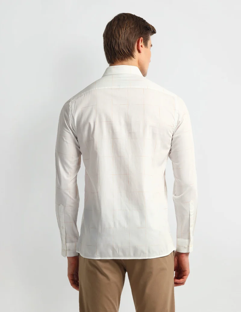 Arrow White Manhattan Slim Fit Windowpane Checked Shirt for Men | Best Price UAE