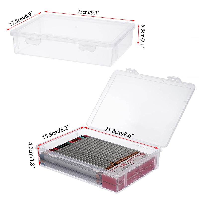 BTSKY Clear Plastic Storage Box with Flap Lid, Multipurpose Craft Organizers and Storage Box Art Supply Storage Organizer Plastic Sewing Box for Beads Pencils Notebooks, 6 Pack Medium - Image 3