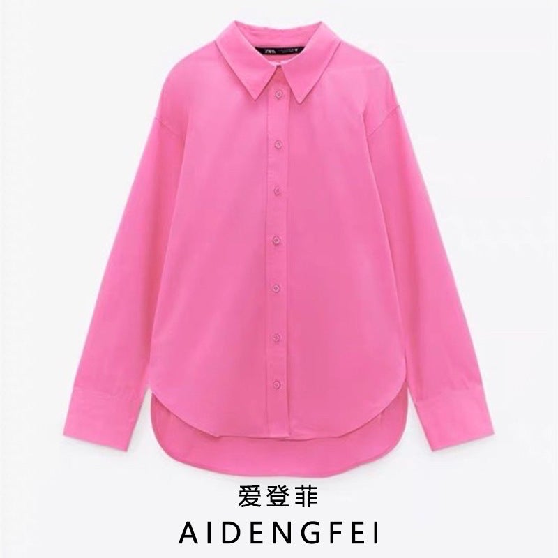 New Basic Women'S Lapel-Breasted Poplin Shirt 08275255711 Cotton 07819255420 Fashion - Image 4