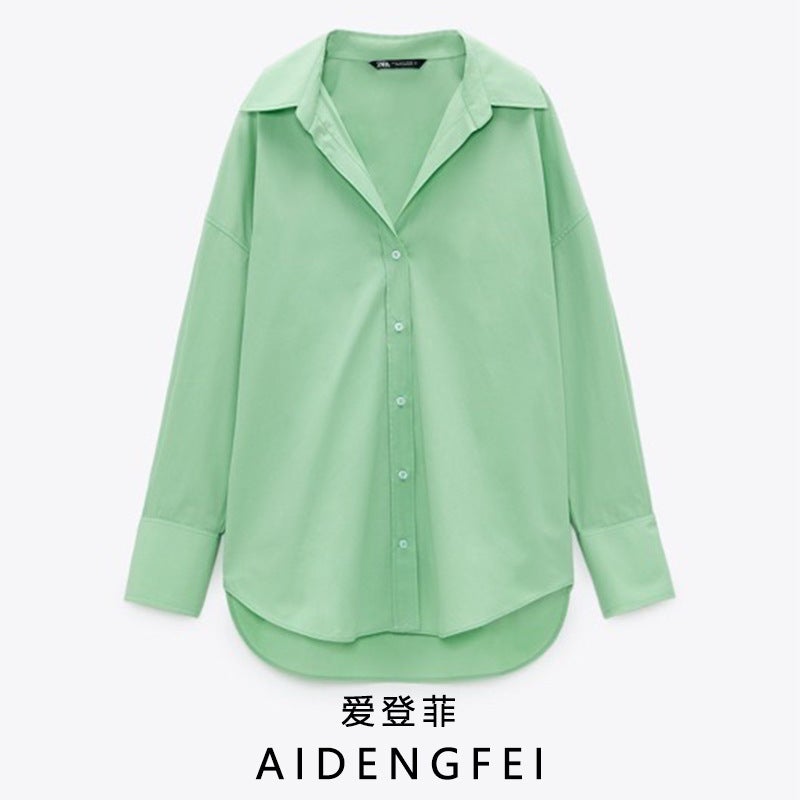 New Basic Women'S Lapel-Breasted Poplin Shirt 08275255711 Cotton 07819255420 Fashion - Image 3