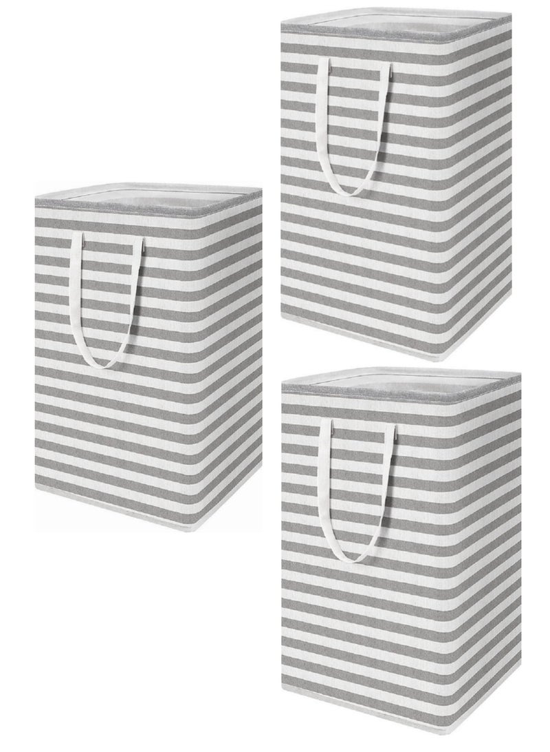3-pack Laundry Hamper, 75L Collapsible Large Laundry Baskets with Easy Carry Handles, Freestanding Waterproof Clothes Hamper, Storage Basket for Toys Clothes, Laundry Organizer - Image 1