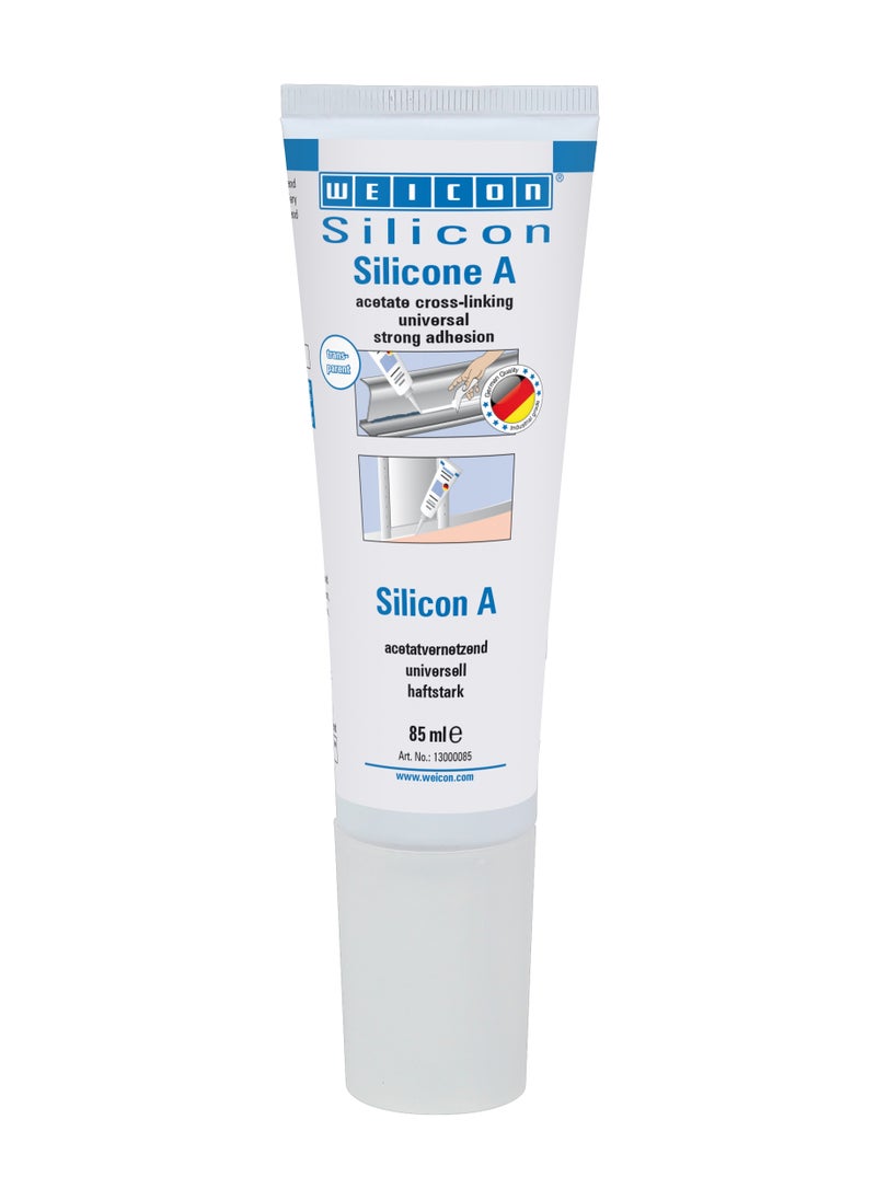 Weicon - Silicone A 85ml transparent Extremely elastic universal adhesive - Image 1