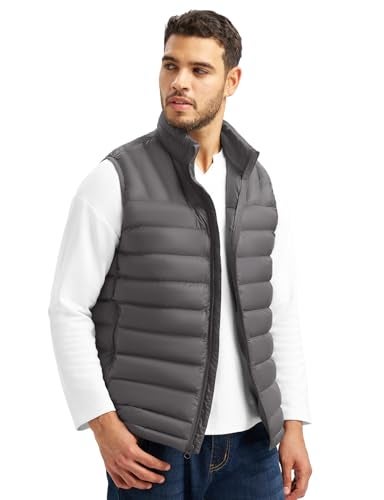 TBMPOY Men's Lightweight Packable Puffer Vest Sleeveless Puffy Outerwear Water-Resistant Bubble Jackets Work Casual Golf Dark Grey XL - Image 2