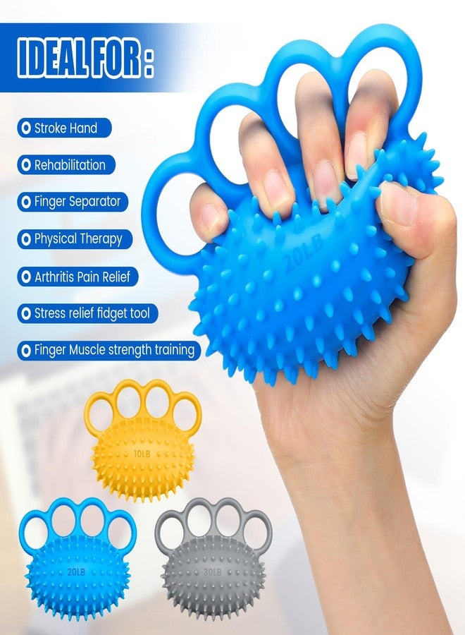 RoundFunny 3 Pack Hand Exercise Balls 3 Level Set Finger Strengthener Therapy Hand Balls Grip Strength Trainer Squeeze Stress Relief for Adults Elderly Stroke Arthritis Carpal Tunnel - Image 4
