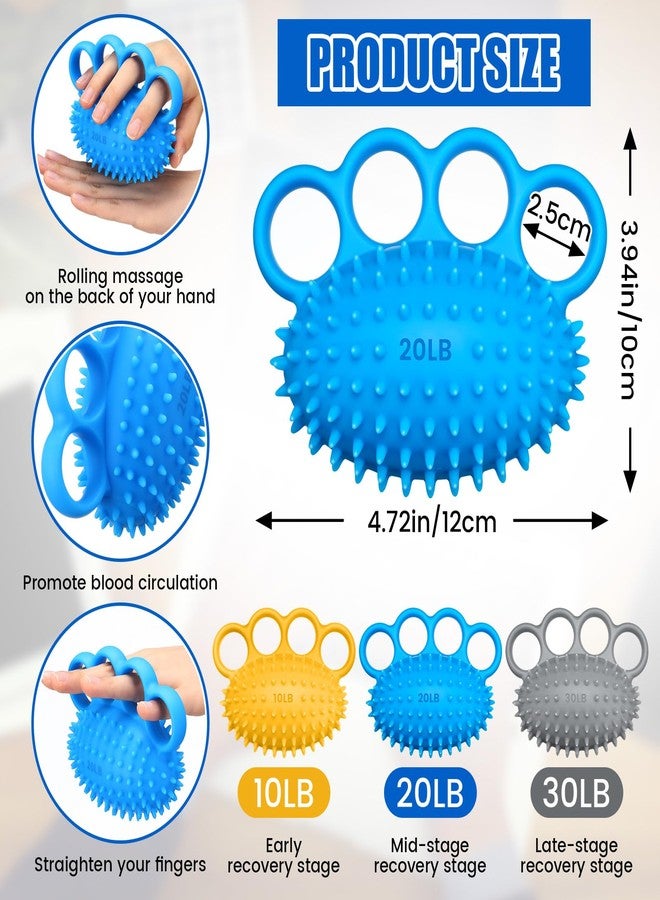 RoundFunny 3 Pack Hand Exercise Balls 3 Level Set Finger Strengthener Therapy Hand Balls Grip Strength Trainer Squeeze Stress Relief for Adults Elderly Stroke Arthritis Carpal Tunnel - Image 2