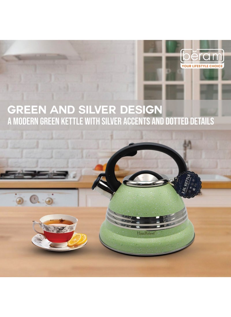 HausRoland Stainless Steel Tea Kettle, 3.17 Liters, Whistling Teapot, Stove Top, Stone Finish, Anti-Hot Handle, Anti-Rust, Loud Whistle, Fast Boiling Kitchen Utensil  - Image 2