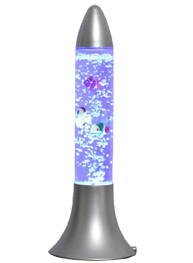 ELTRAZONE Glass Aqua Bubble Tube Lamp - Rocket Shaped (16 In), Color-Changing LED Artificial Aquarium with Colorful Fish, Sensory Visual with Calming Anti-Anxiety Effect - Image 1