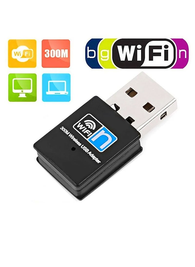 HuHa - Mini Wireless USB Wifi Adapter 802.11N 300Mbps USB 2.0 Receiver Dongle Network Card For Desktop Laptop Windows - Image 1