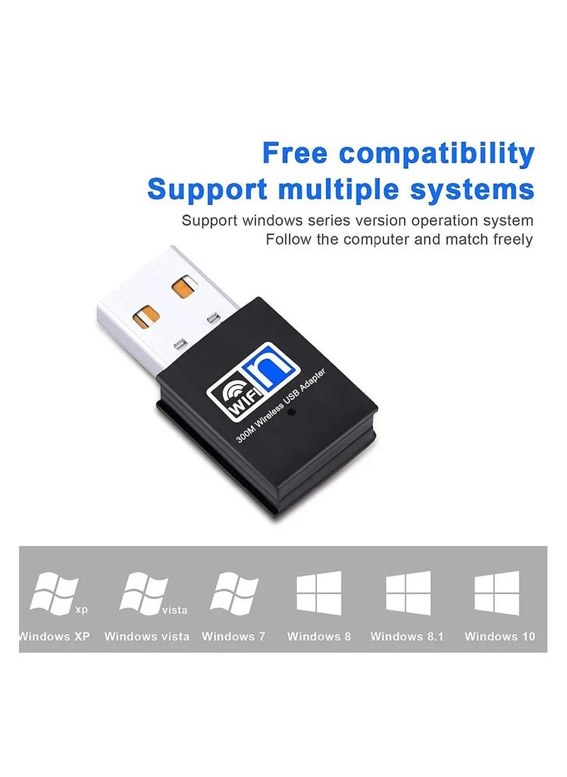 HuHa - Mini Wireless USB Wifi Adapter 802.11N 300Mbps USB 2.0 Receiver Dongle Network Card For Desktop Laptop Windows - Image 1