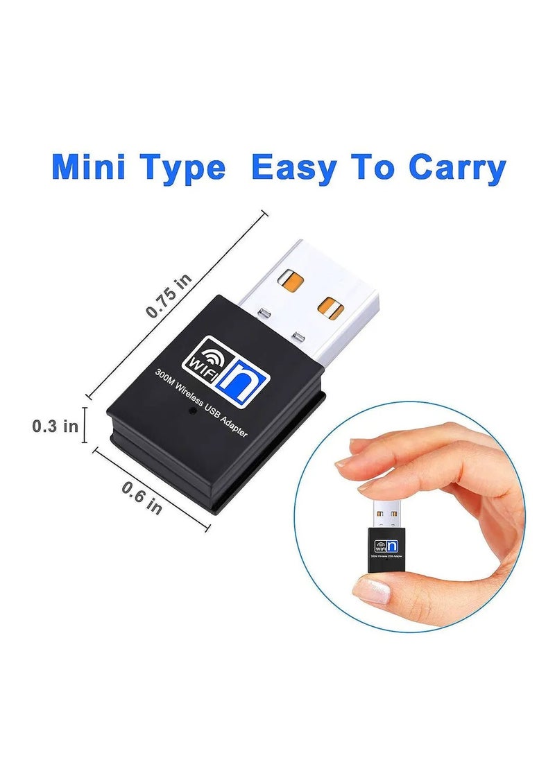HuHa - Mini Wireless USB Wifi Adapter 802.11N 300Mbps USB 2.0 Receiver Dongle Network Card For Desktop Laptop Windows - Image 1