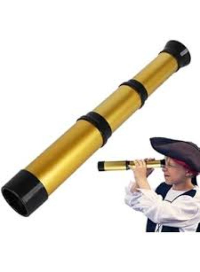 Vintage-style pirate telescope toy, gold and silver - Image 1