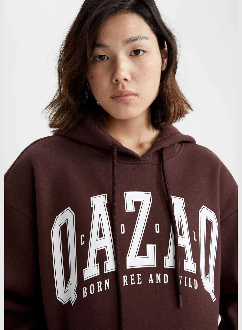 DeFacto Woman Oversize Fit Hooded Long Sleeve Knitted Sweat Shirt