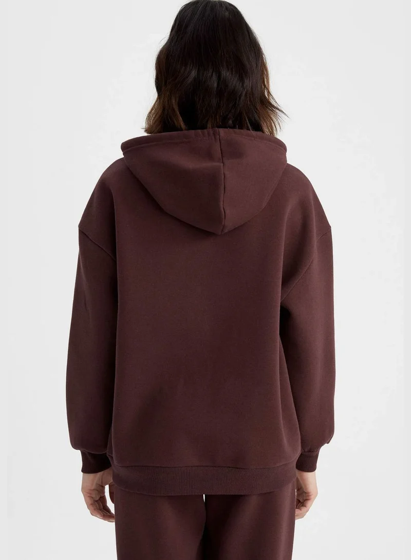DeFacto Woman Oversize Fit Hooded Long Sleeve Knitted Sweat Shirt