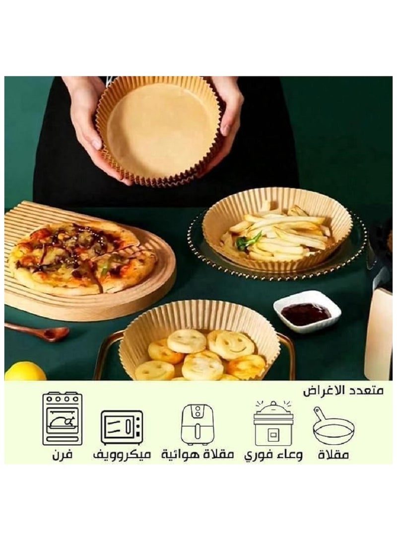 ورق مقلاة هوائية - ورق غير لاصق للاستعمال مرة واحدة - مقاوم للزيت والماء - بطانات مقلاة هوائية متعددة الاغراض للخبز والتحميص والميكروويف بالبخار 50 قطعة دائرية - Image 3