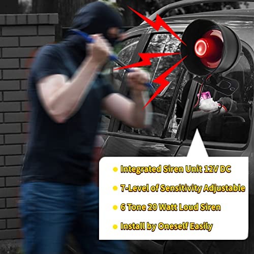 CHADWICK Car Horn Siren Alarm,Universal Car Alarm Security Protection System with 2 Remote Controls,7-Level Sensitivity,12v,Anti-Theft Device,No Thread Trimmin,Non-Destructive Installation (CW-8182) - Image 2
