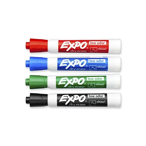 EXPO Low Odor Dry Erase Markers, Chisel Tip, Assorted Colors, 6 Packs of 4 (24 Count) - Image 4