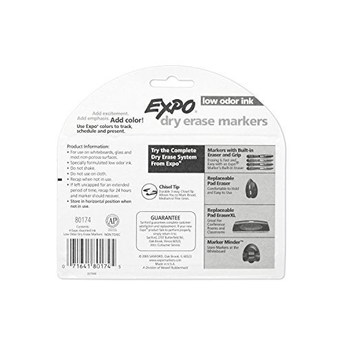 EXPO Low Odor Dry Erase Markers, Chisel Tip, Assorted Colors, 6 Packs of 4 (24 Count) - Image 3