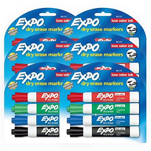 EXPO Low Odor Dry Erase Markers, Chisel Tip, Assorted Colors, 6 Packs of 4 (24 Count) - Image 1