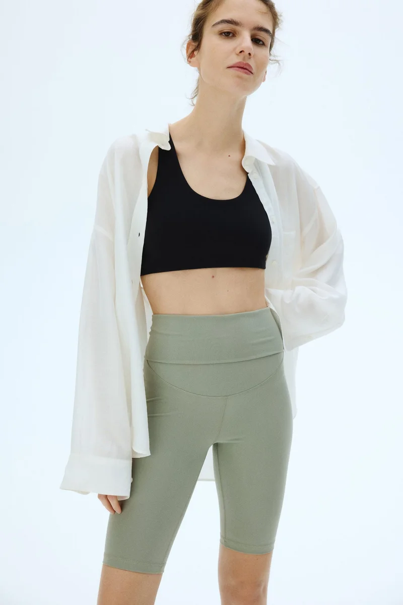 H&M 002-19-206-Khaki green Dusty Light MAMA Before & After sports cycling shorts for Women | Best Price UAE