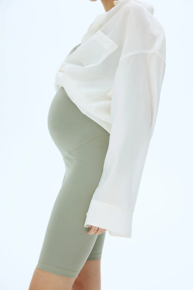 H&M 002-19-206-Khaki green Dusty Light MAMA Before & After sports cycling shorts for Women | Best Price UAE
