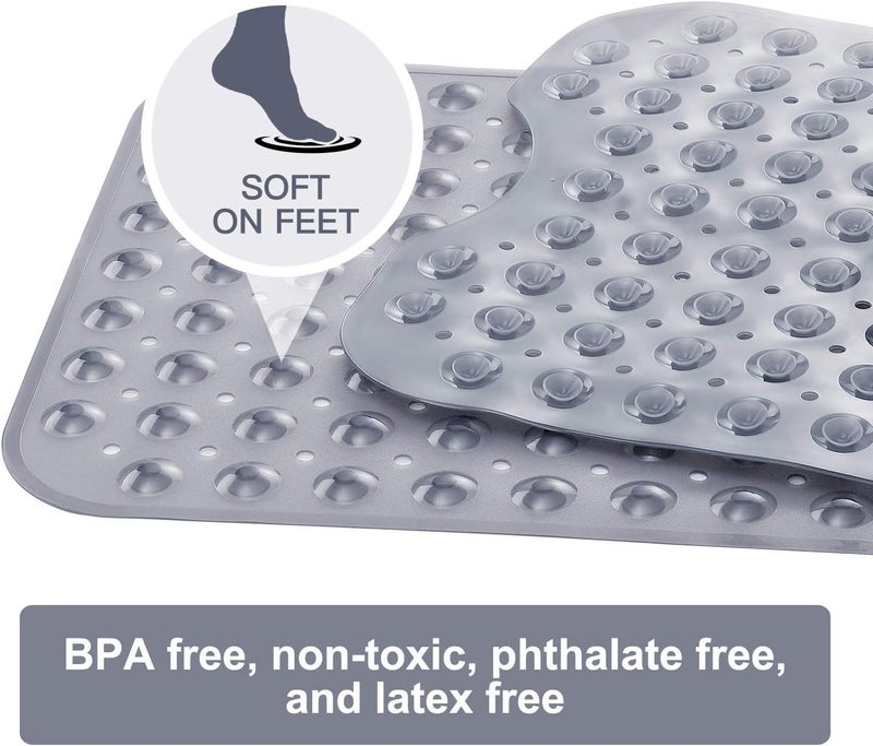 40 x 16 Inch Non - Slip Bath Tub Shower Mat with Suction Cups - Clear Gray - Image 4