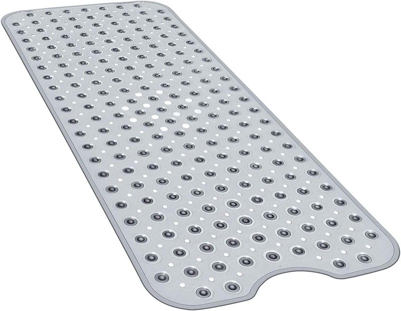 40 x 16 Inch Non - Slip Bath Tub Shower Mat with Suction Cups - Clear Gray - Image 1