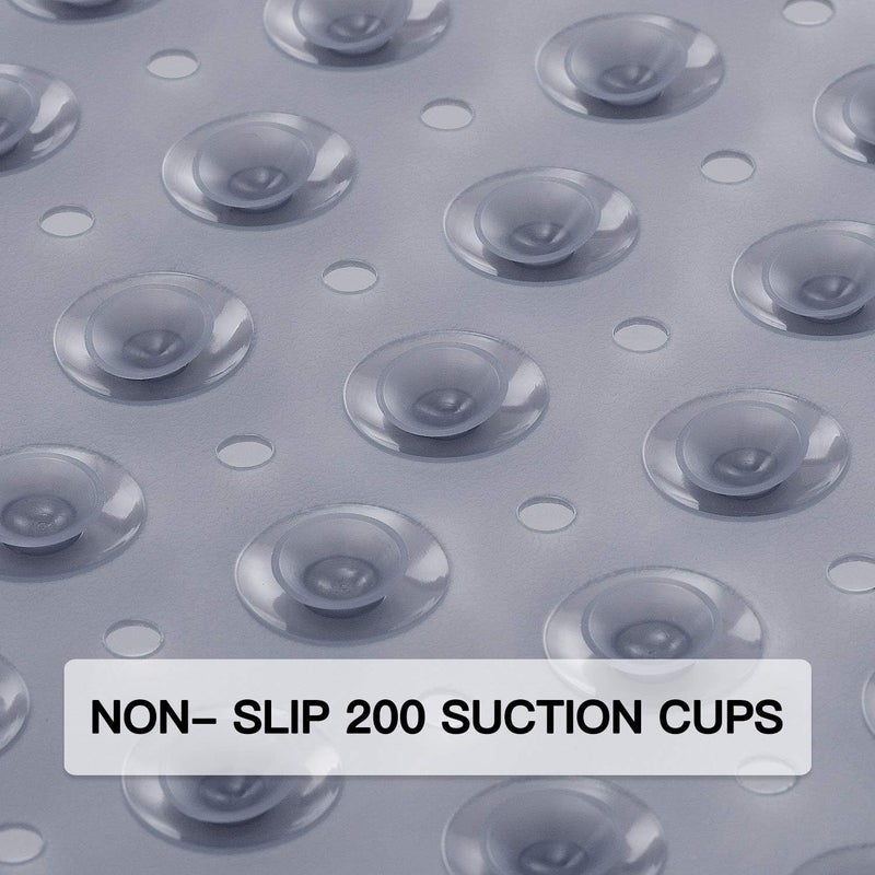40 x 16 Inch Non - Slip Bath Tub Shower Mat with Suction Cups - Clear Gray - Image 2